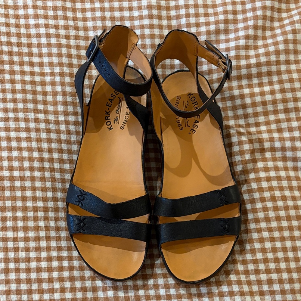 Kork-Ease Black Audrina Leather Sandals